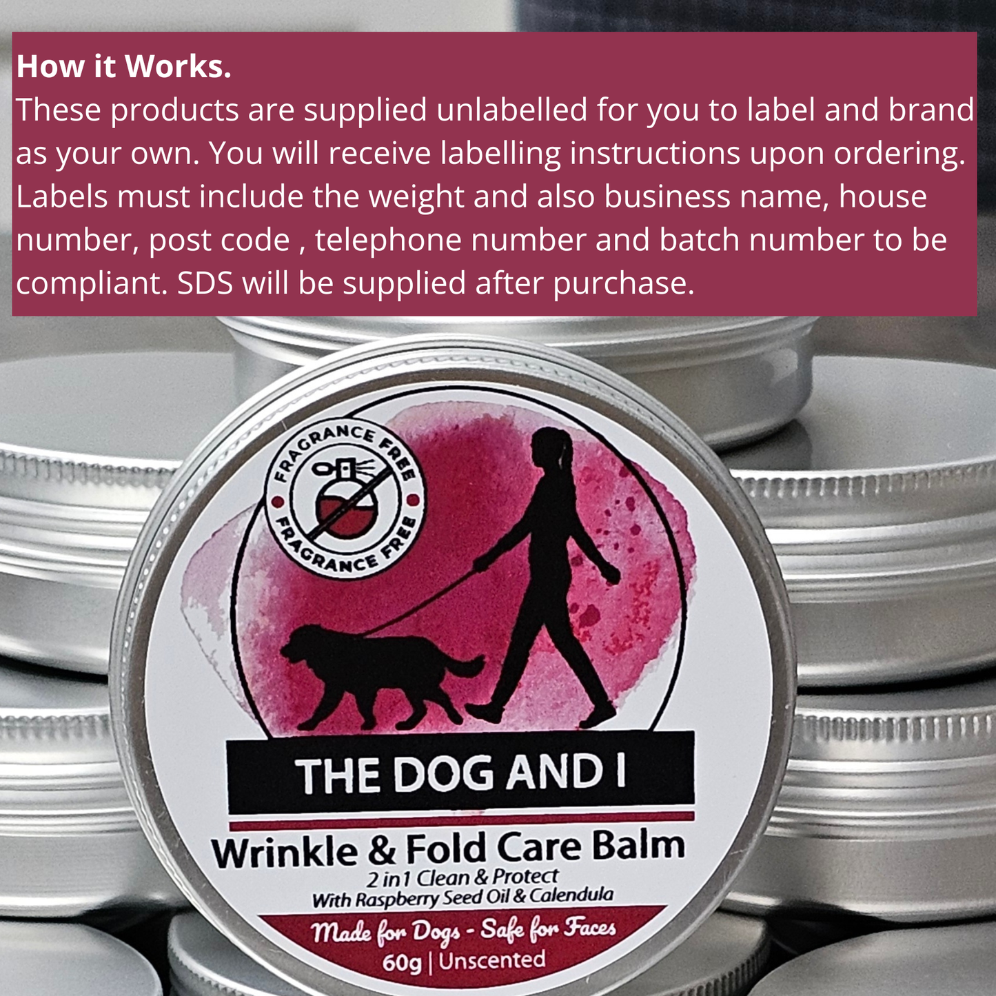 Wholesale Unlabelled Wrinkle & Fold Care Balm For Dogs - 2 in 1 Clean & Protect (DIY Label)