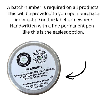 Unlabelled Wholesale Dog Herbal Skin Salve Packs (DIY Label) Bites, Stings & Itches
