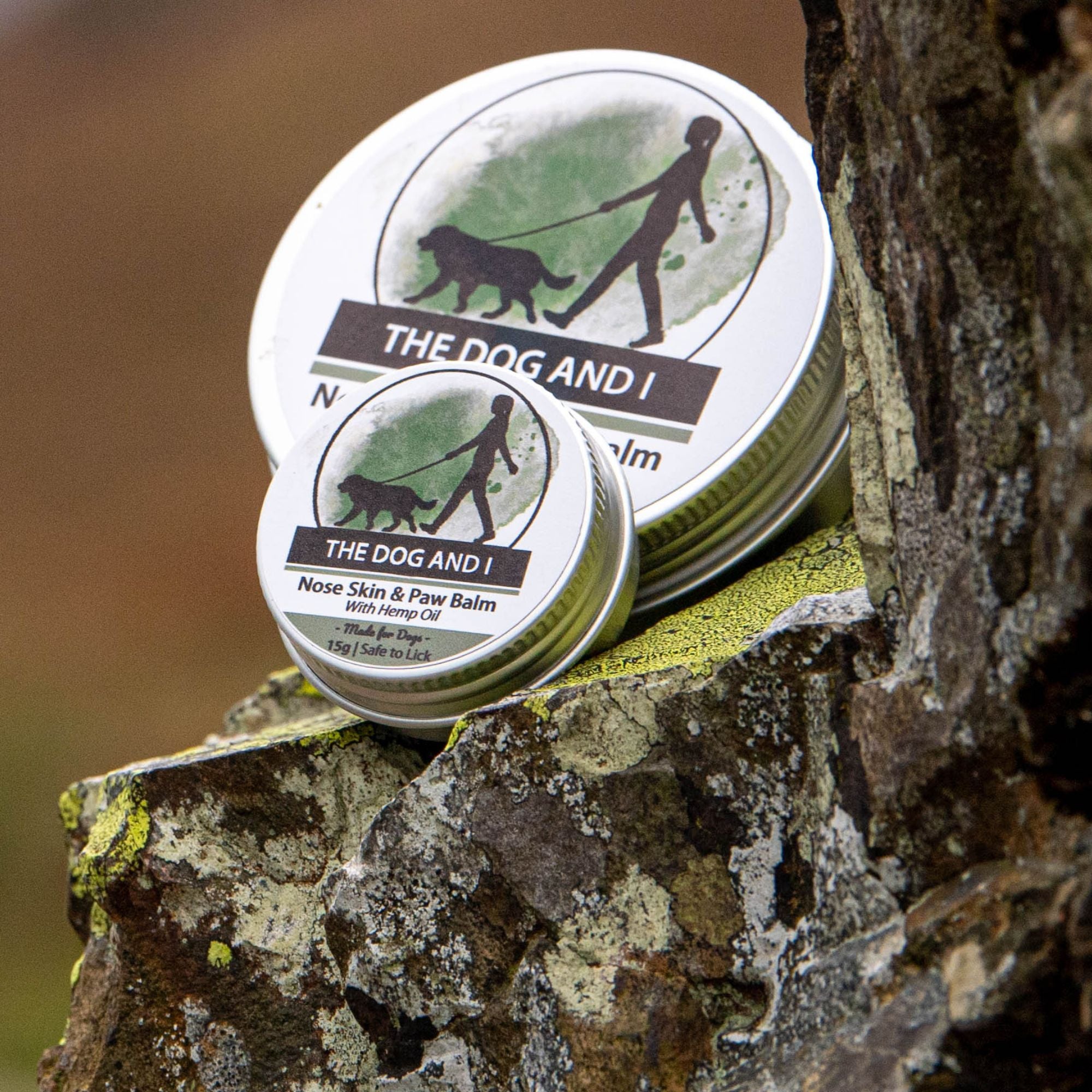 2 tins of the dog and i branded nose, skin and paw balm