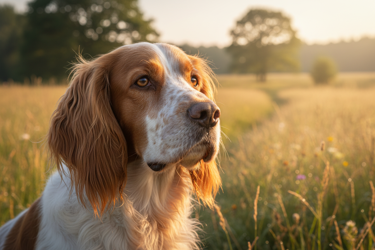Spaniel looking into the distance